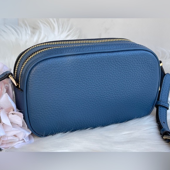 Michael Kors Blue Pebbled Leather Double Zip Crossbody - Picture 6 of 11